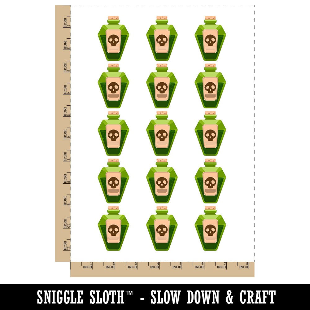 Skull Potion Poison Bottle Temporary Tattoo Water Resistant Fake Body Art Set Collection (1 Sheet)