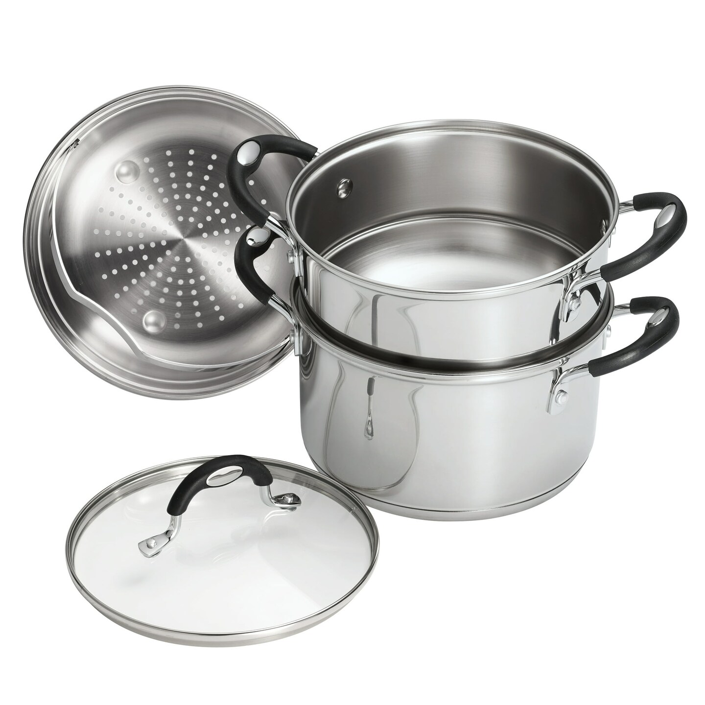 Tramontina Stainless Steel 3 Quart Steamer &#x26; Double-Boiler, 4 Piece