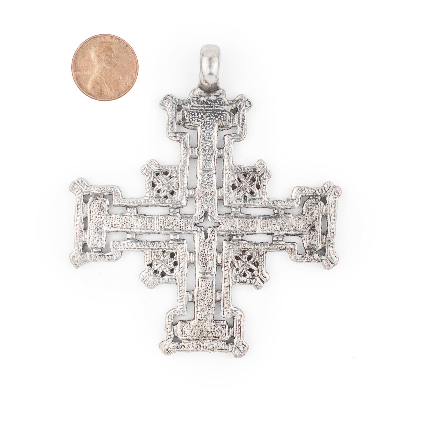 Silver Ethiopian Coptic Cross Pendant, African Abyssinian Design, Orthodox Christian Pendant for Jewelry, The Bead Chest