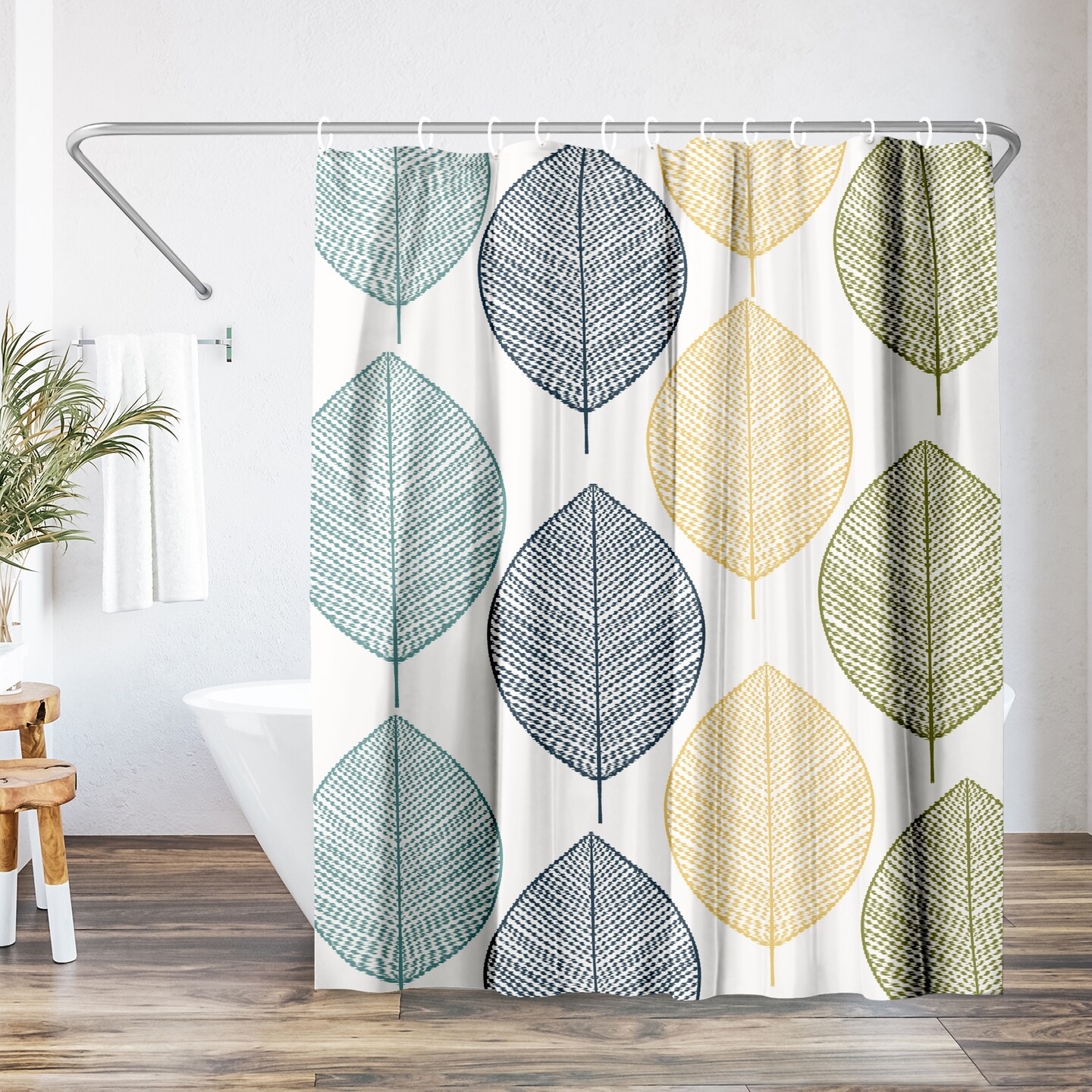 Americanflat 71" x 74" Shower Curtain, Leaves Multicolor by Lisa Nohren
