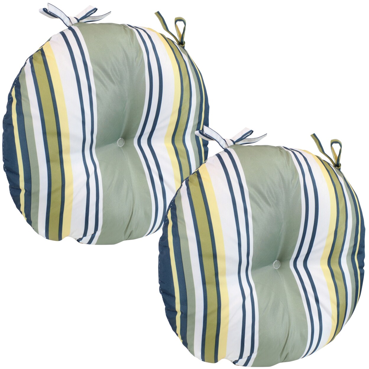 Sunnydaze Outdoor Round Bistro Seat Cushion - Earth Tone Stripes - Set of 2