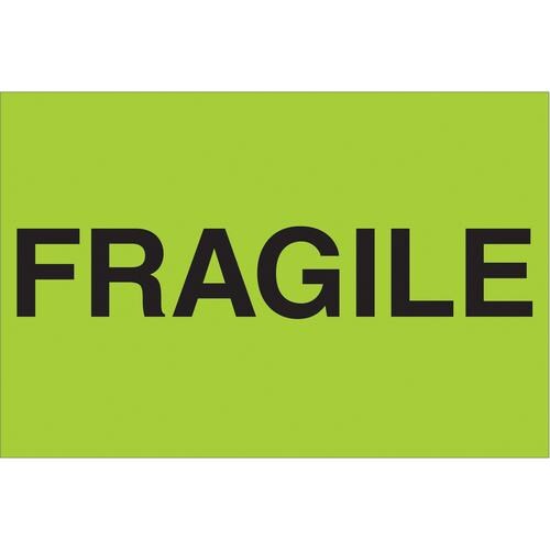 Tape Logic Labels, &#x22;Fragile&#x22;, 2&#x22; x 3&#x22;, Fluorescent Green, 500/Roll