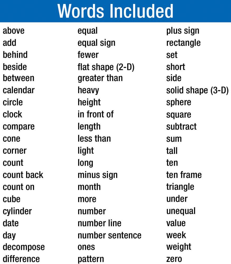 Carson Dellosa Math Word Wall, 60 Color-Coded Mathematics Vocabulary Flash Cards With Visuals, Flashcards for Kids Ages 5-6, Kindergarten Learning Resources