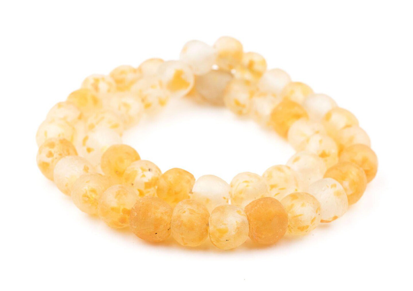 The Bead Chest Speckled Orange Recycled Glass Beads 14mm Ghana African Sea Glass Round Large Hole 22 Inch Strand Handmade Fair Trade