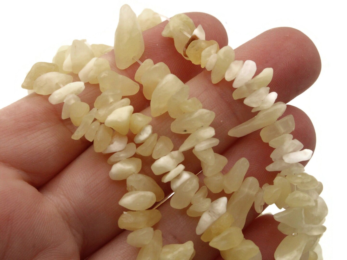 33 inch Small Aragonite Stone Chips Yellow Gemstone Beads