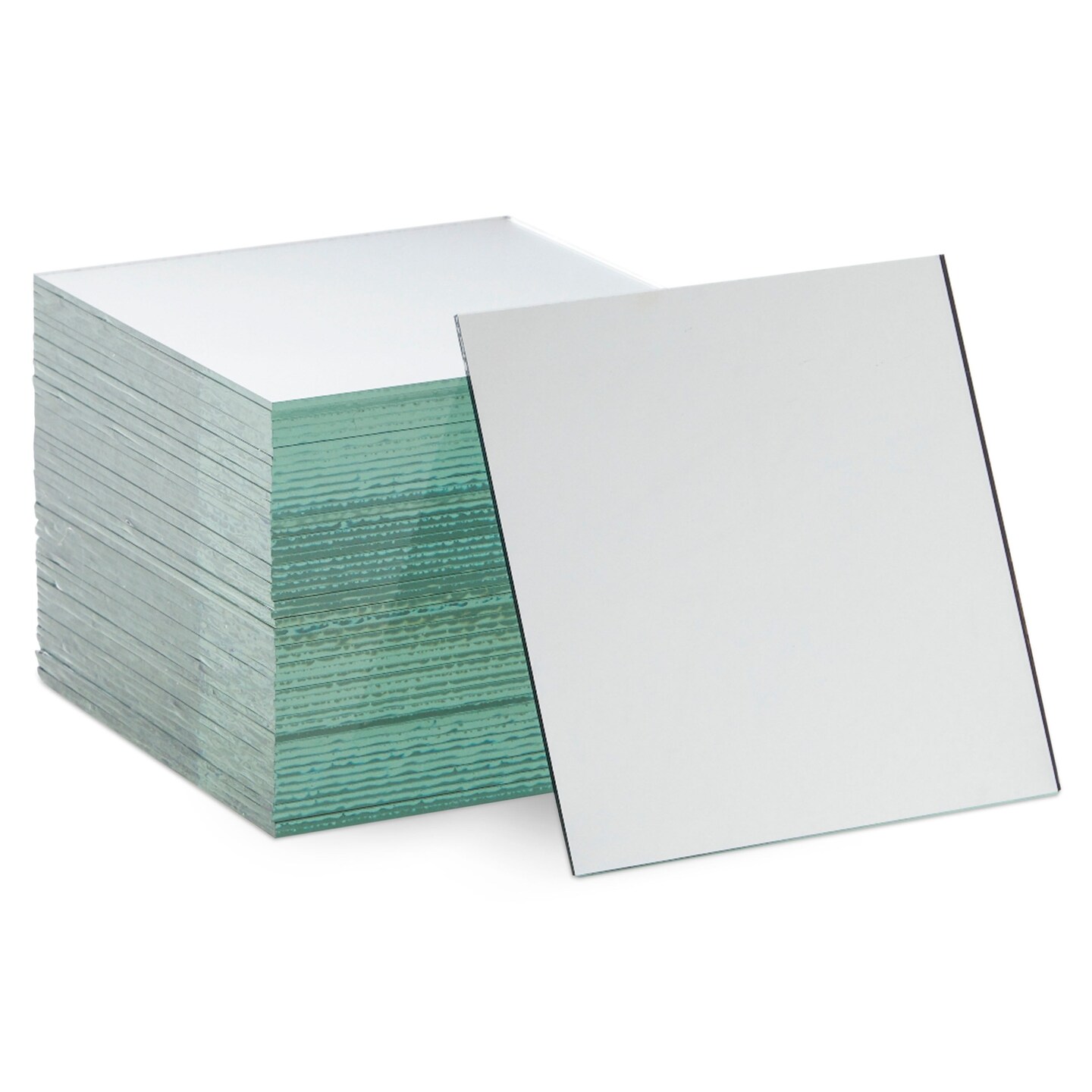 50 Pack Square Glass Mirror Tiles, 4 Inch Glass Mirror Panels for