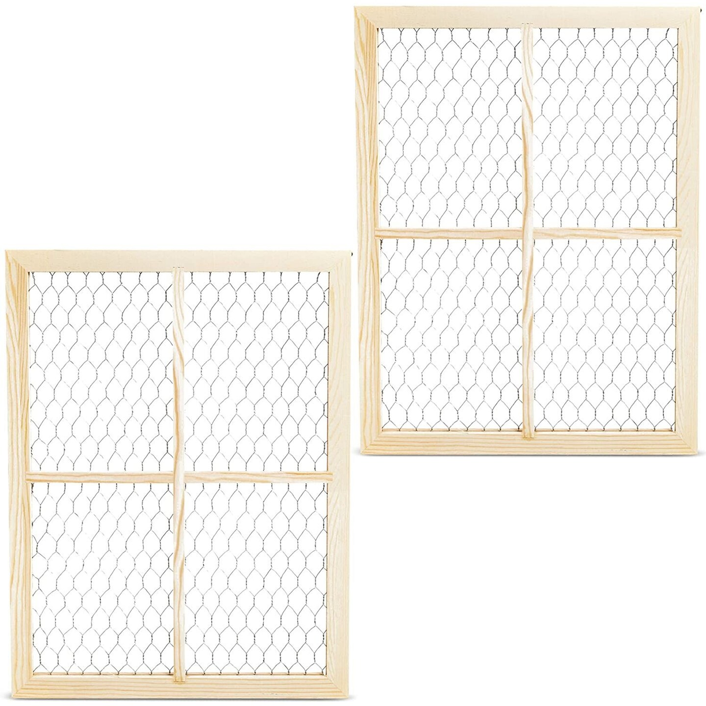 Bright Creations Unfinished Wood Window Frame with Chicken Wire Mesh (12 x  16 in, 2 Pack)