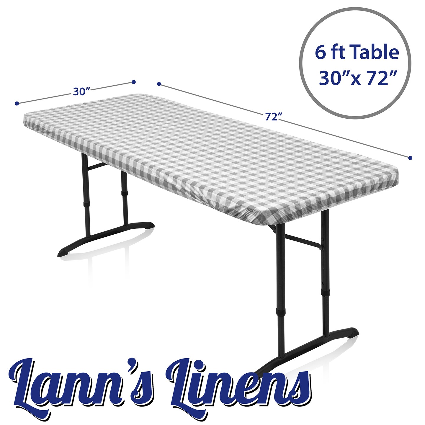 Lann's Linens Vinyl Tablecloth with Flannel Backing, Patterned - Fitted Waterproof Table Cover for Indoor / Outdoor Use