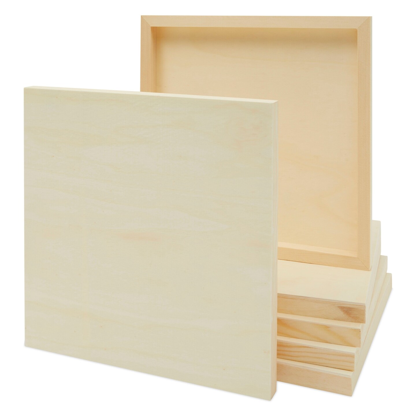 6 Pack Unfinished Square Wood Panels for Painting, 12x12 Wooden Canvas  Boards for Crafts