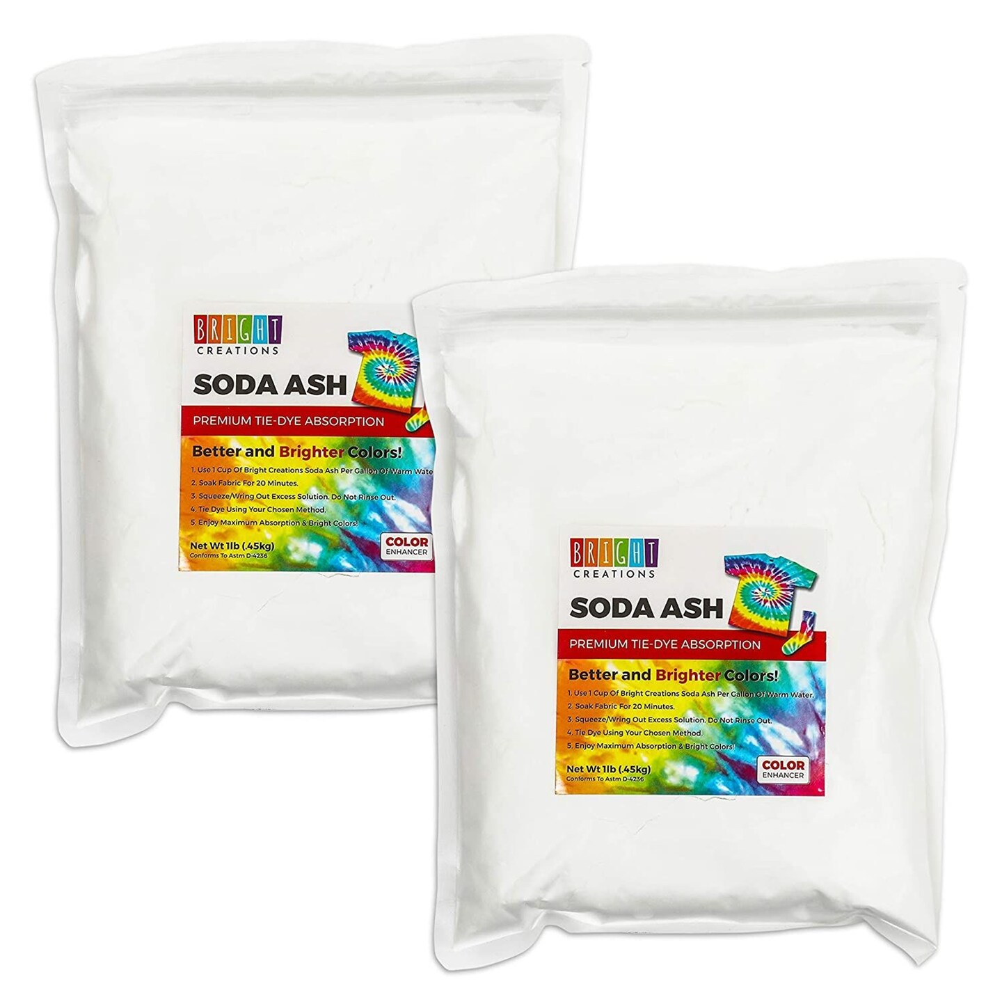 2 Pack Soda Ash for Tie Dye Shirts, DIY Projects, Arts and Crafts (2 lbs in  Total)