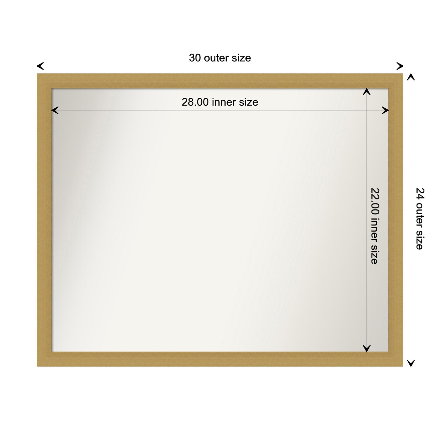 Amanti Art Non-beveled Wall Mirror, Grace Brushed Gold Narrow Frame 