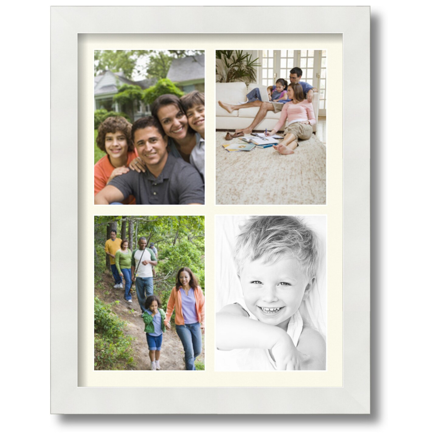 ArtToFrames Collage Photo Picture Frame with 4 - 5x7 inch Openings, Framed  in White with Over 62 Mat Color Options and Regular Glass (CSM-3966-2153)