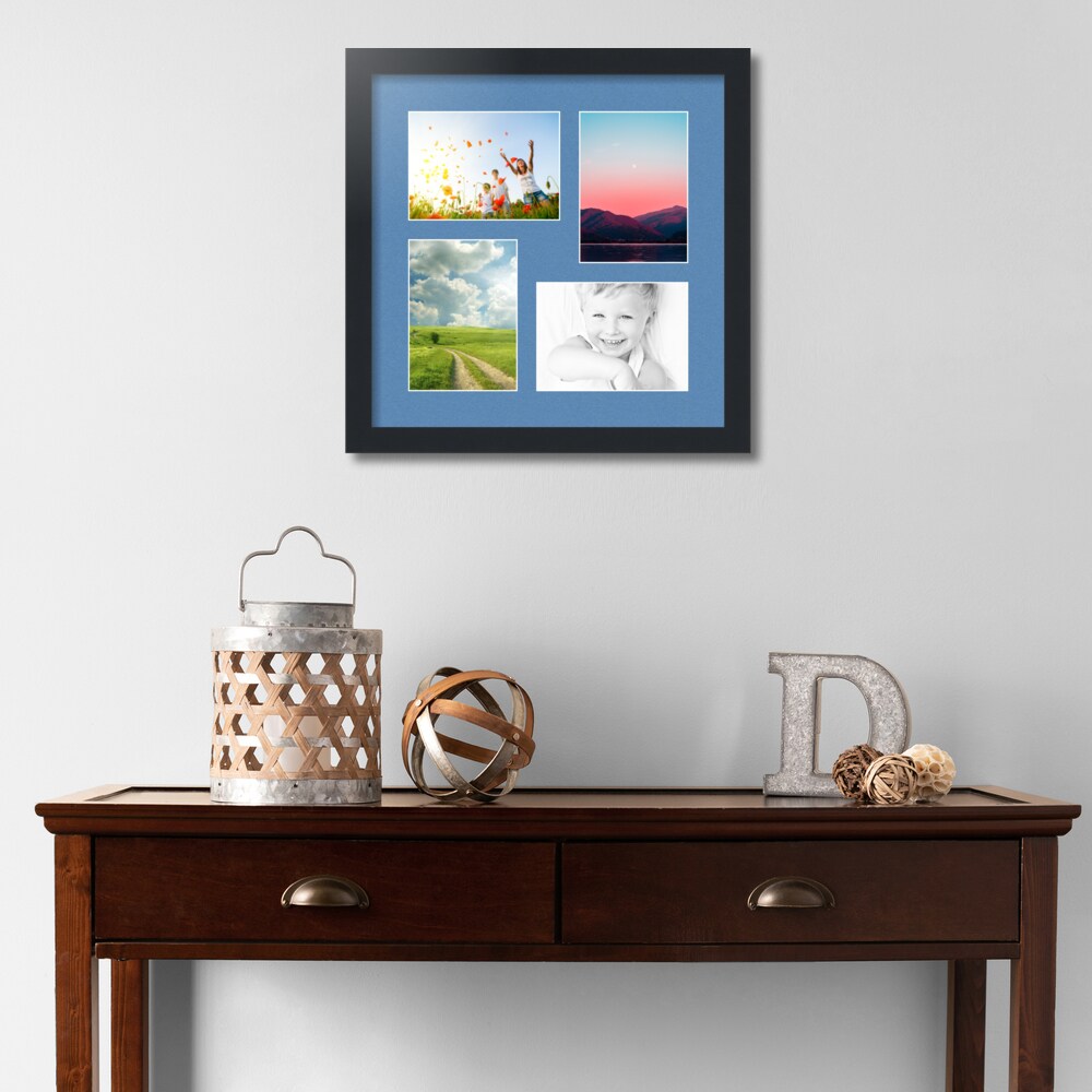 ArtToFrames Collage Photo Picture Frame with 4 - 5x7 inch Openings, Framed in Black with Over 62 Mat Color Options and Plexi Glass (CSM-3926-179)