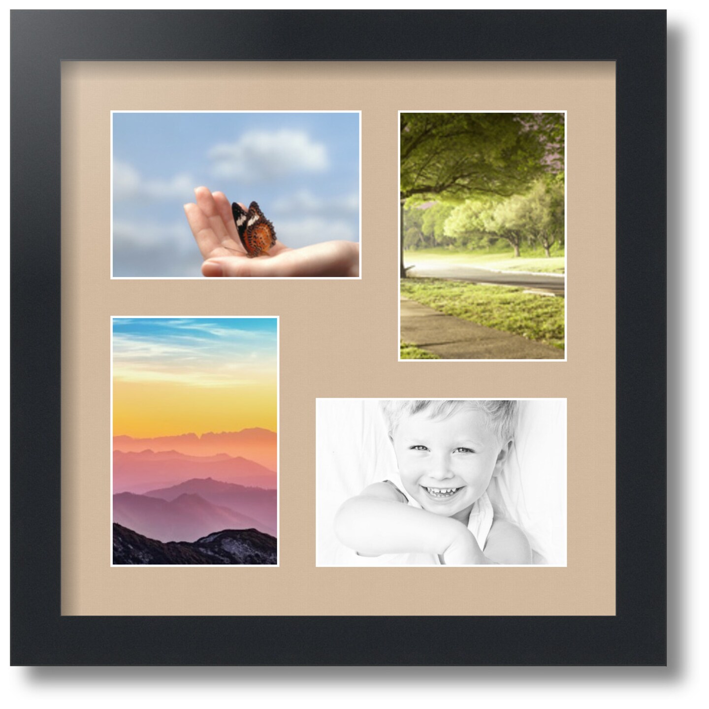 ArtToFrames Collage Photo Picture Frame with 4 - 4x6 inch Openings, Framed  in Black with Over 62 Mat Color Options and Regular Glass (CSM-3926-178)