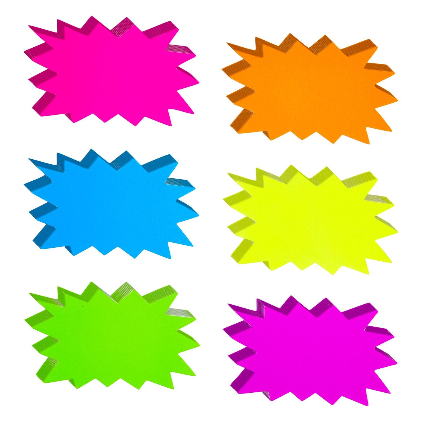 60 Pack Neon Starburst Sale Signs for Retail Store Display, Price Tag, Bulletin Board Cutouts for Classroom Supplies (6 Colors, 3 x 5 In)