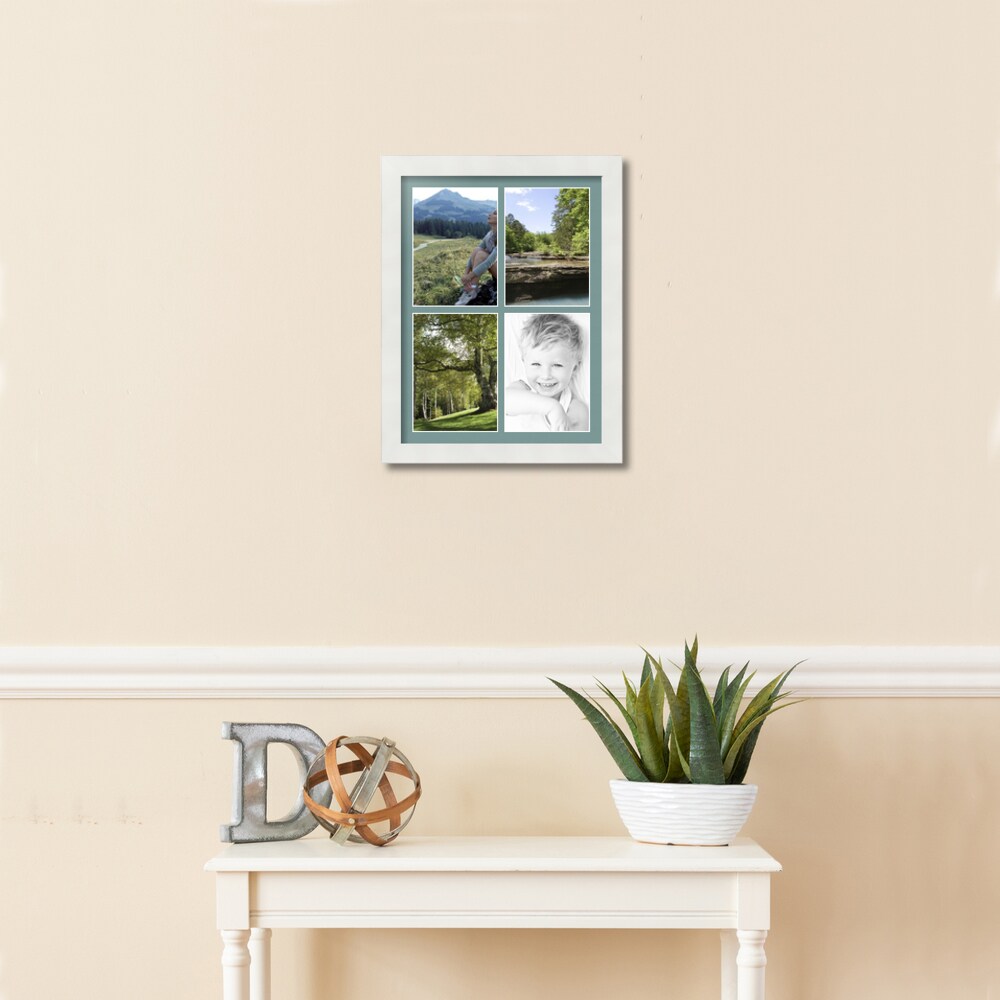 ArtToFrames Collage Photo Picture Frame with 4 - 5x7 inch Openings, Framed in White with Over 62 Mat Color Options and Regular Glass (CSM-3966-2153)