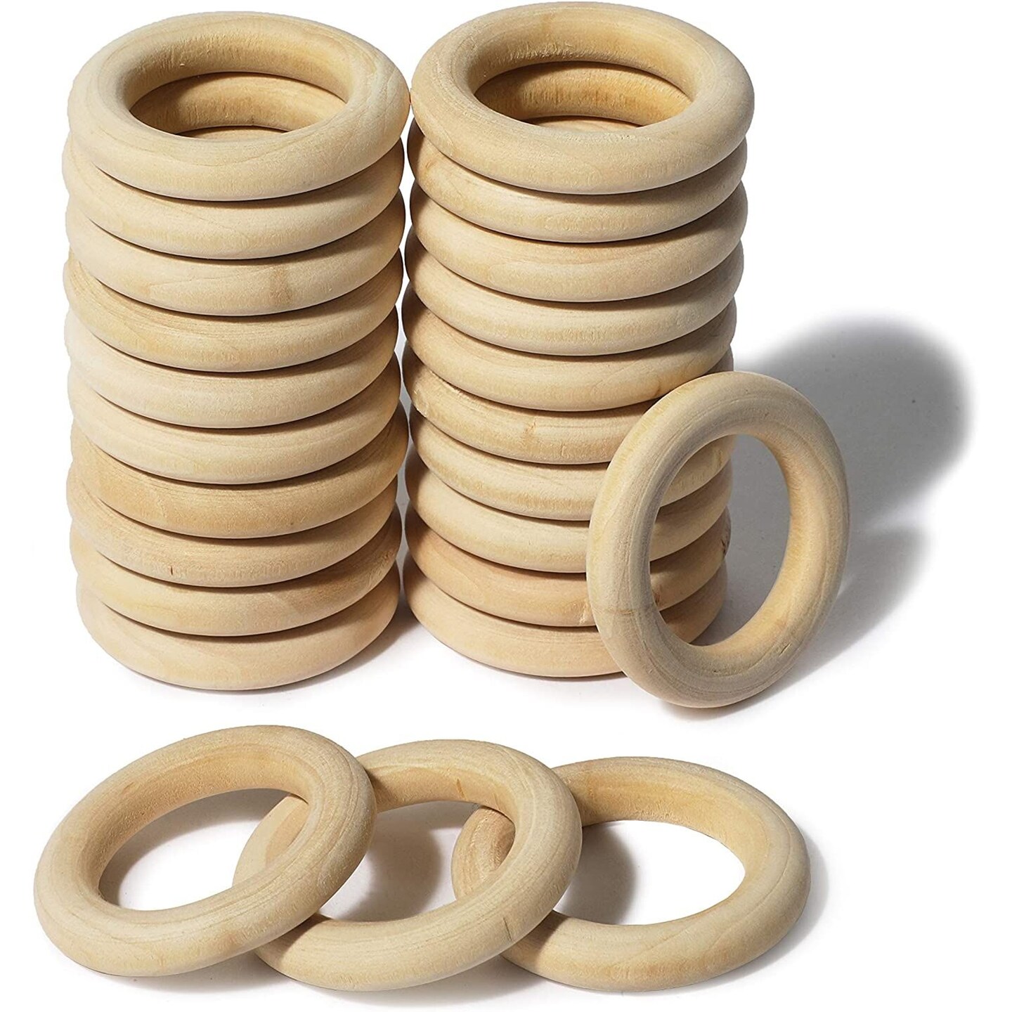 60Pcs Wooden Rings Wooden Rings for Crafts Baby Wood Ring Wood Ring Wood  for Craft DIY Craft Ring Pendant and Connector Piece Jewelry Making for  Home