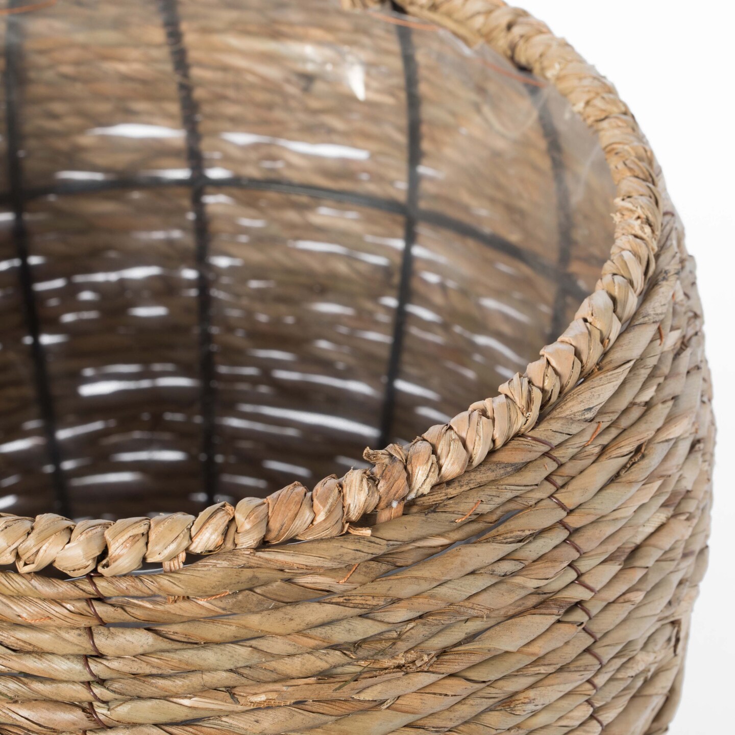 Woven Round Flower Pot Planter Basket with Leak-Proof Plastic Lining