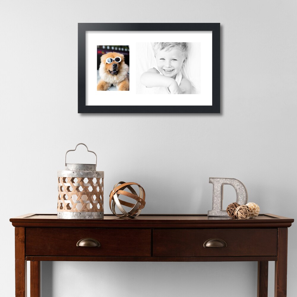ArtToFrames Collage Photo Picture Frame with 1 - 5x7, 8x10 inch Openings, Framed in Black with Over 62 Mat Color Options and Regular Glass (CSM-3926-166)