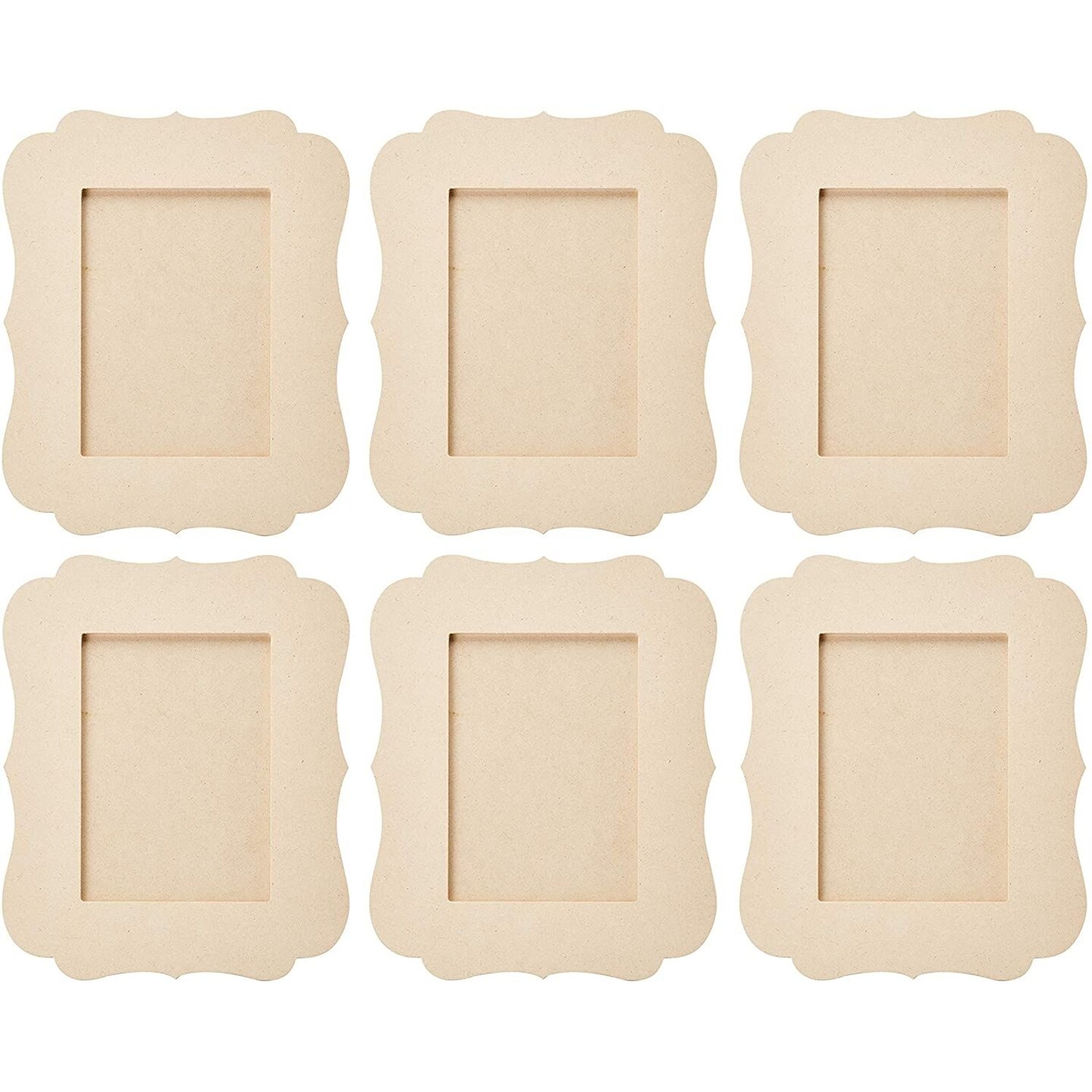 6 Pack Unfinished Wooden Picture Frames for Crafts and Painting