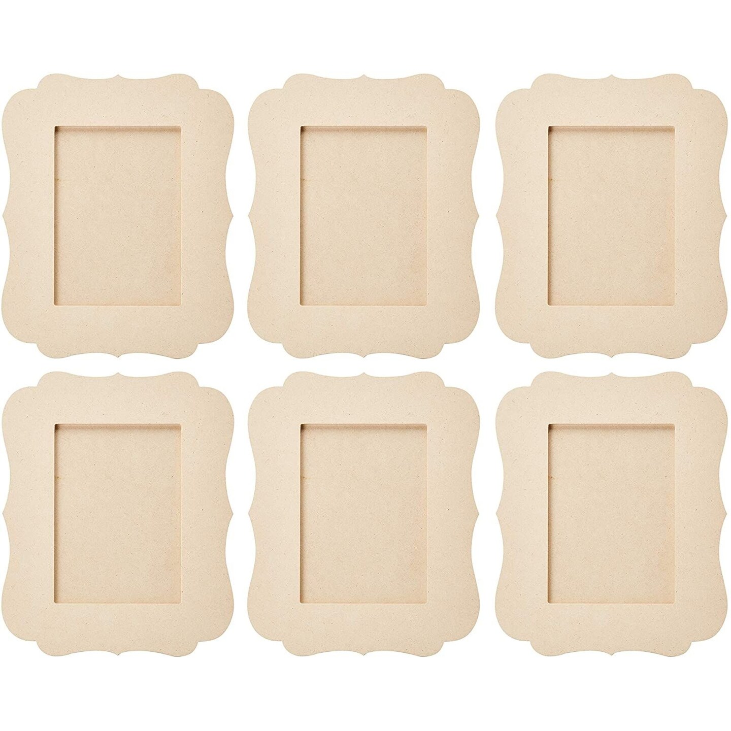 6 Pack Unfinished Wooden Picture Frames for Crafts and Painting, Table Top Display, Holds 5x7 Inch Pictures