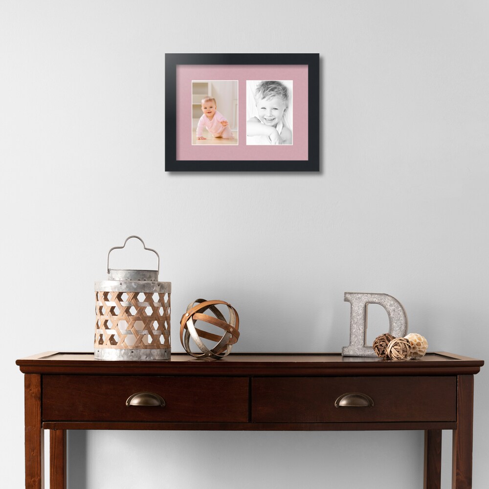 ArtToFrames Collage Photo Picture Frame with 2 - 5x7 inch Openings, Framed in Black with Over 62 Mat Color Options and Regular Glass (CSM-3926-35)