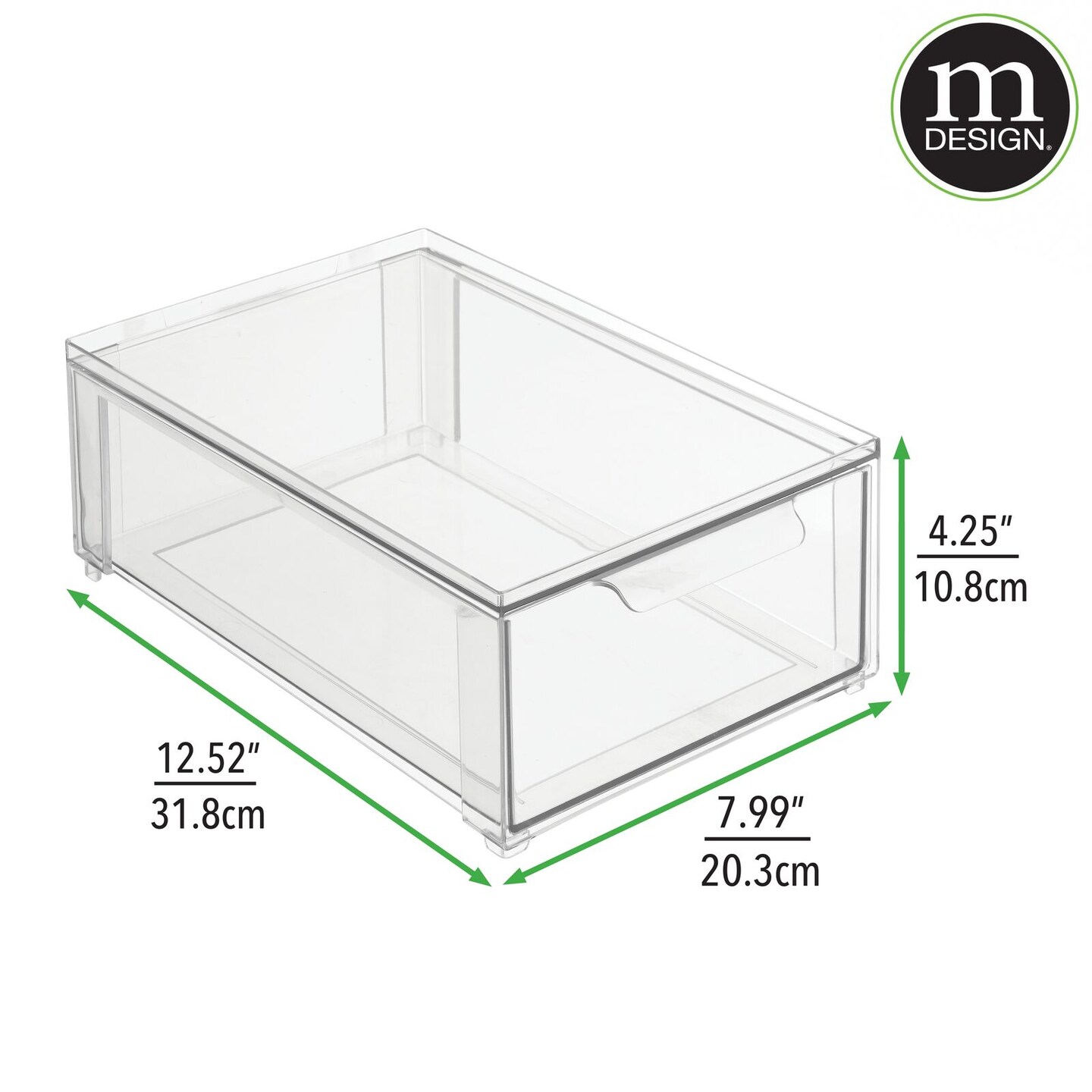 mDesign Plastic Stackable Bathroom Storage Organizer with Drawer