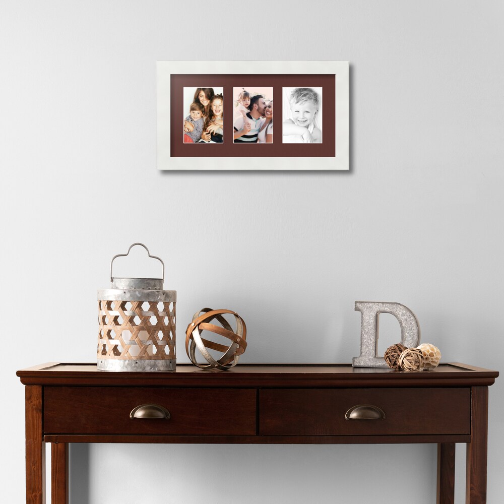 ArtToFrames Collage Photo Picture Frame with 3 - 3.5x5 inch Openings, Framed in White with Over 62 Mat Color Options and Regular Glass (CSM-3966-29)