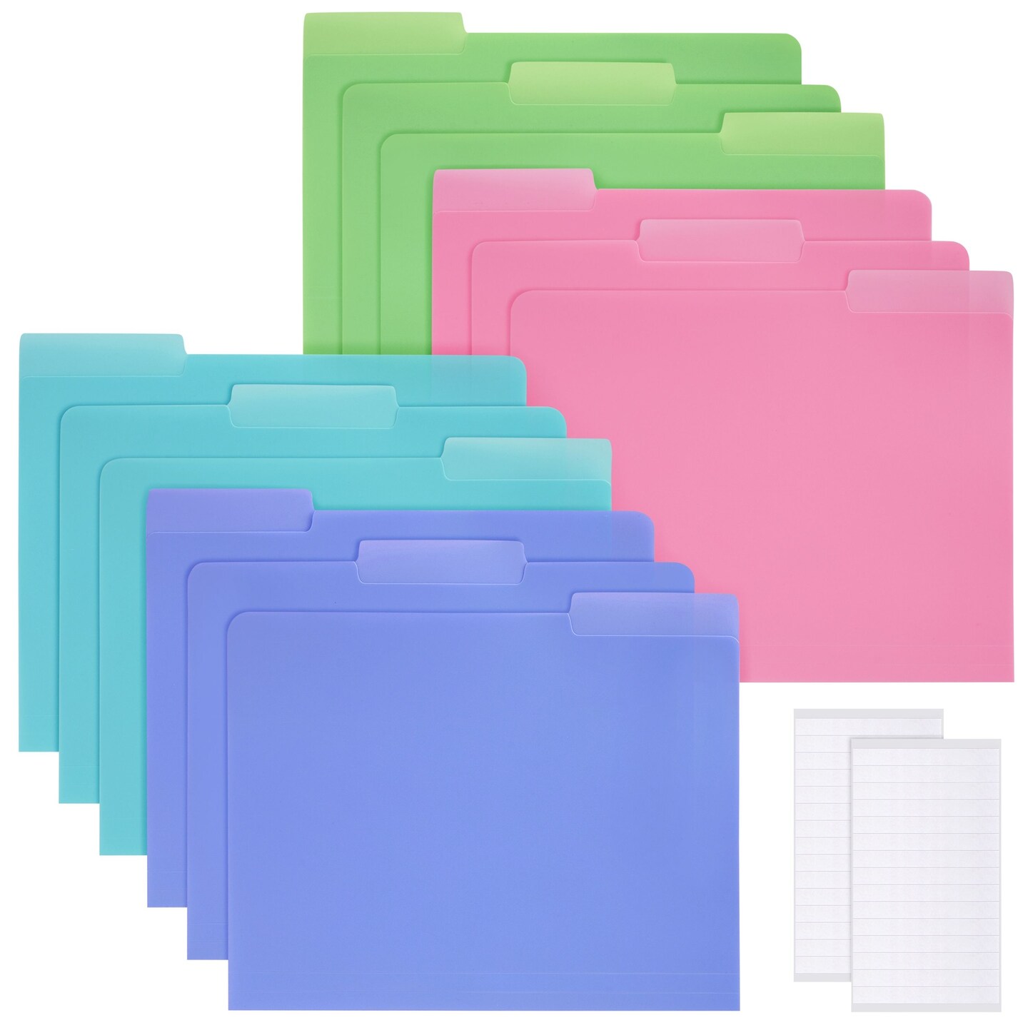 24 Pack Plastic Poly File Folders with 1/3 Tabs and Stickers for Organization, School and Office Supplies, 4 Colors ( 11.6 x 9 In)