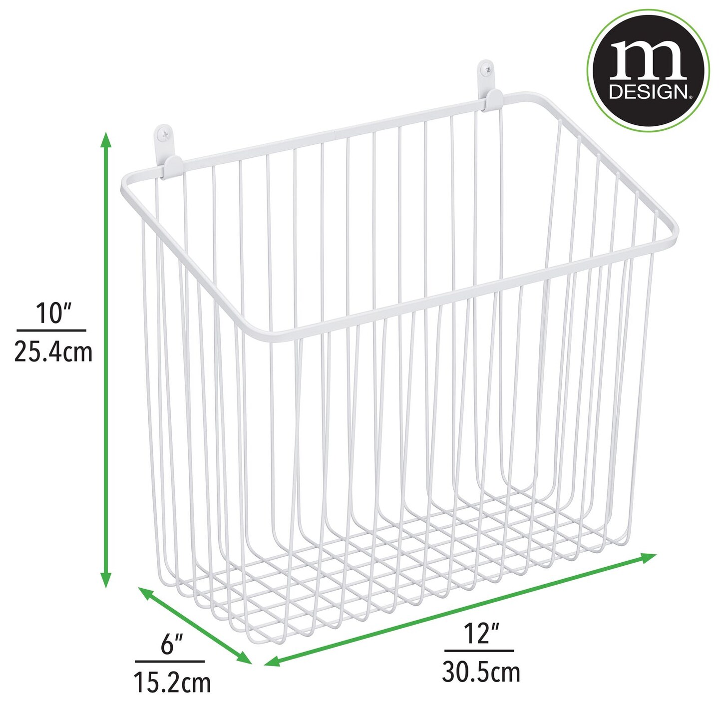 mDesign Metal Wall Mount Hanging Basket for Home Storage