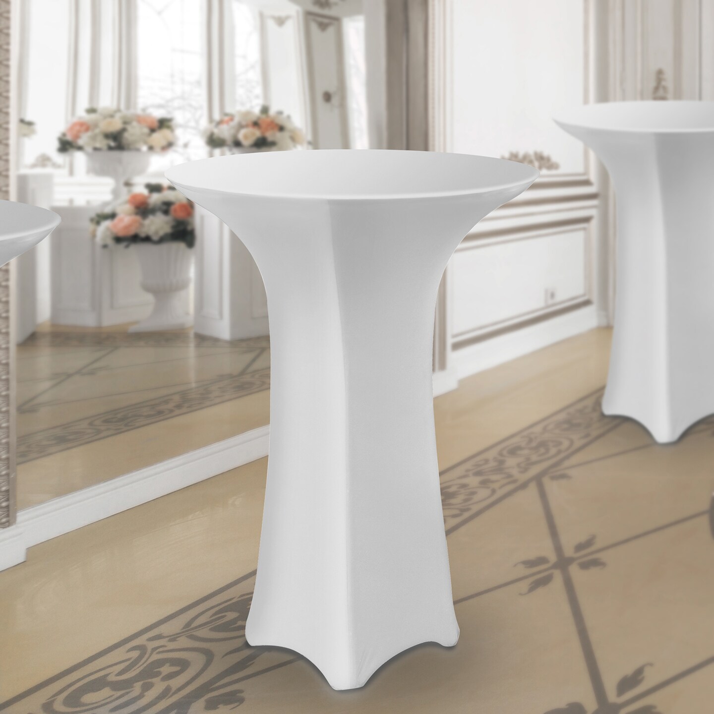Lann&#x27;s Linens - Round Highboy Cocktail Table Cover, Stretch Spandex Fitted Tablecloth