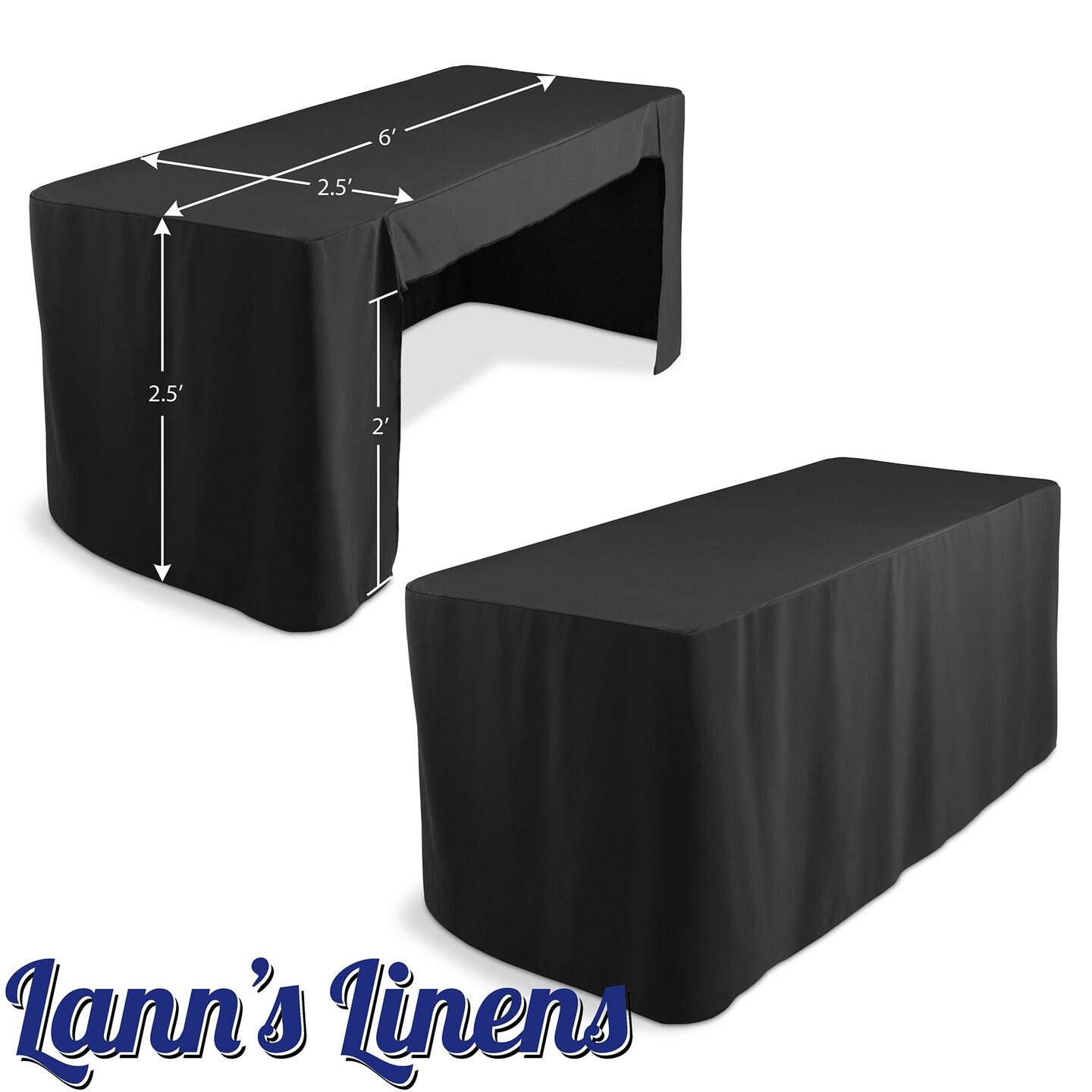Lann's Linens Premium 6' Trade Show Table Cover - Open Back Fitted Tablecloth