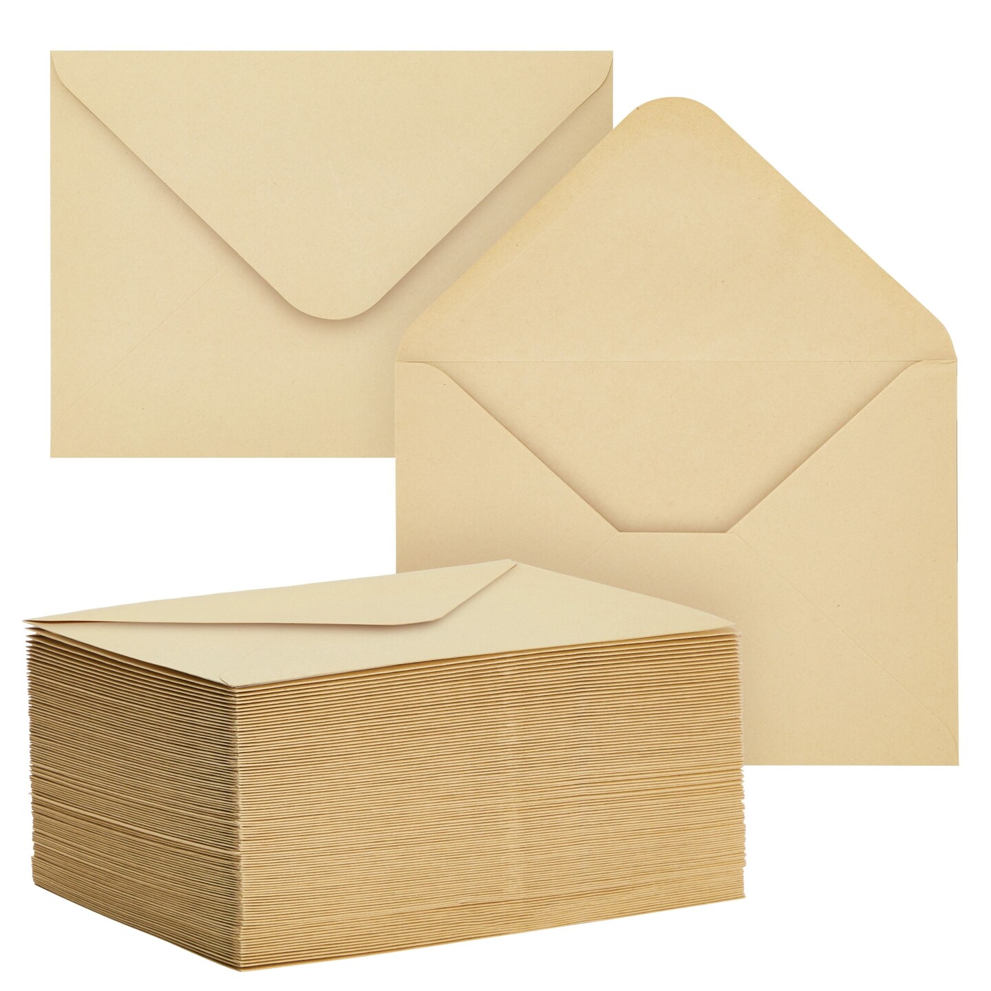 100 Pack 4x6 Envelopes for Invitations, V-Flap Kraft Paper Envelopes for  Wedding RSVP, Birthday, Graduation, Baby Shower (A6, Light Brown)