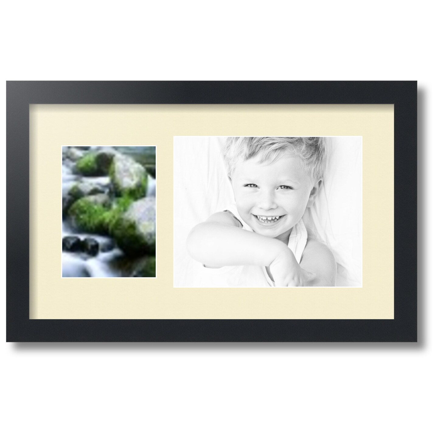 ArtToFrames Collage Photo Picture Frame with 1 - 5x7, 8x10 inch Openings, Framed in Black with Over 62 Mat Color Options and Regular Glass (CSM-3926-166)