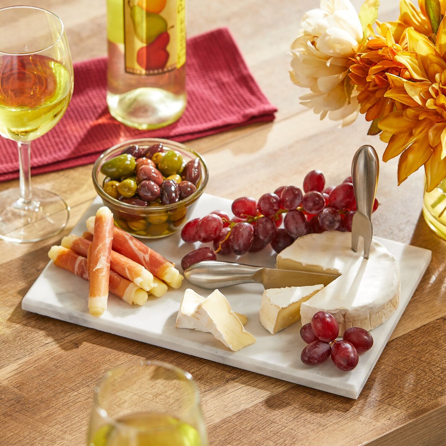 mDesign Slate Slab Kitchen Pastry Cutting Board Serving Tray - 2 Pack
