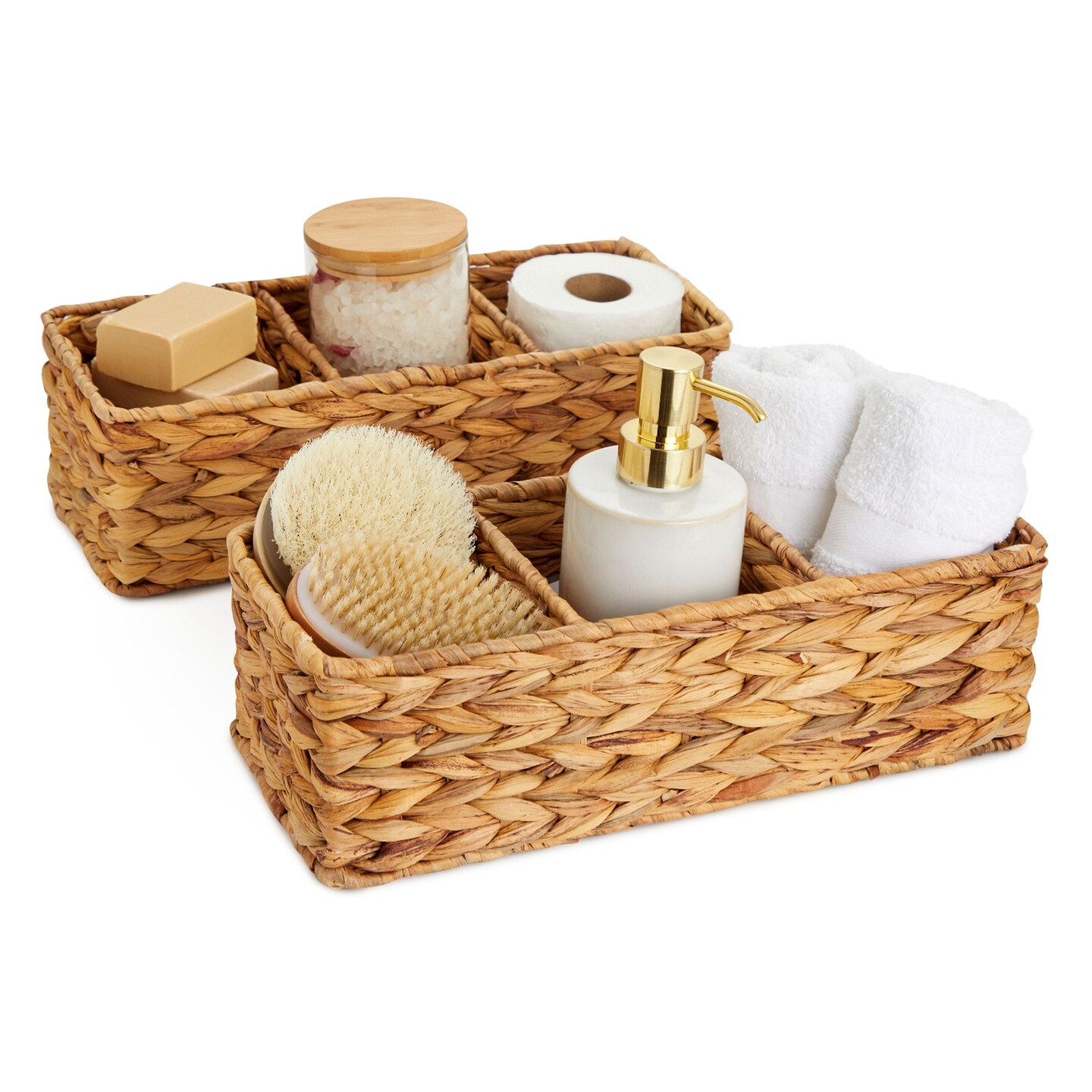 Wicker Baskets with Liner for Storage, 2 Pack Decorative Woven Storage  Baskets for Organizing, Toilet Paper Basket Storage, Bathroom Storage Bins