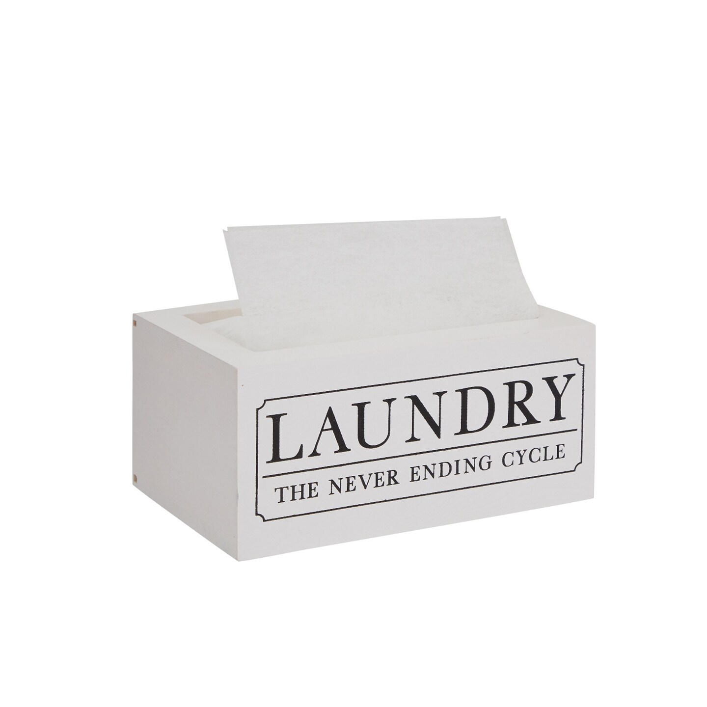 White Dryer Sheet Holder for Laundry Room Farmhouse Decor (8 x 5 x 4 In)