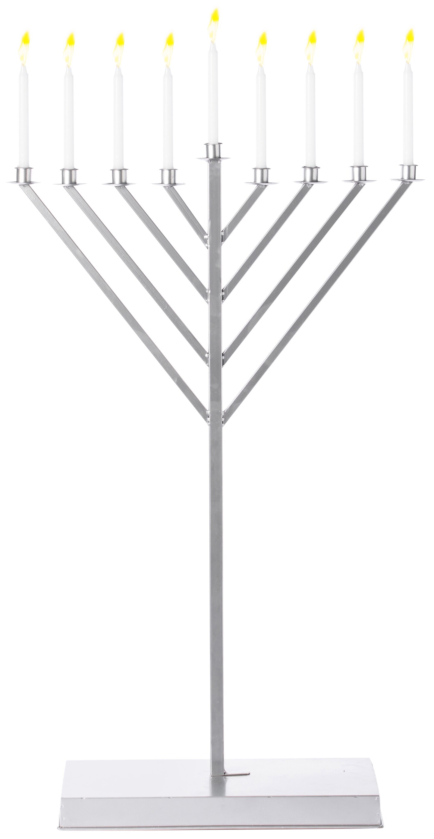 Large Metal Silver Coated Hanukkah Menorah For Synagogue