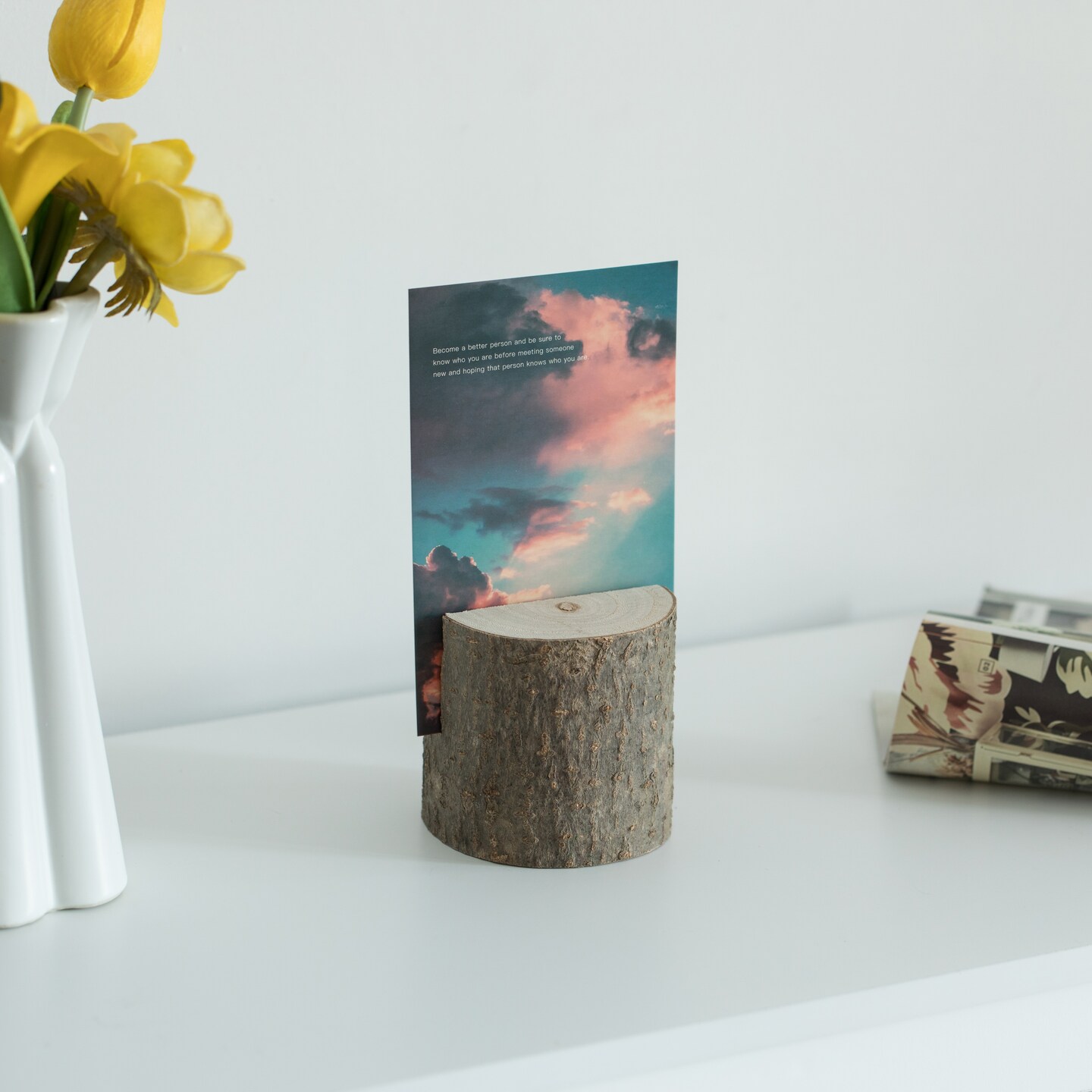 Natural Wooden Rustic Table Wood Place Card Holder
