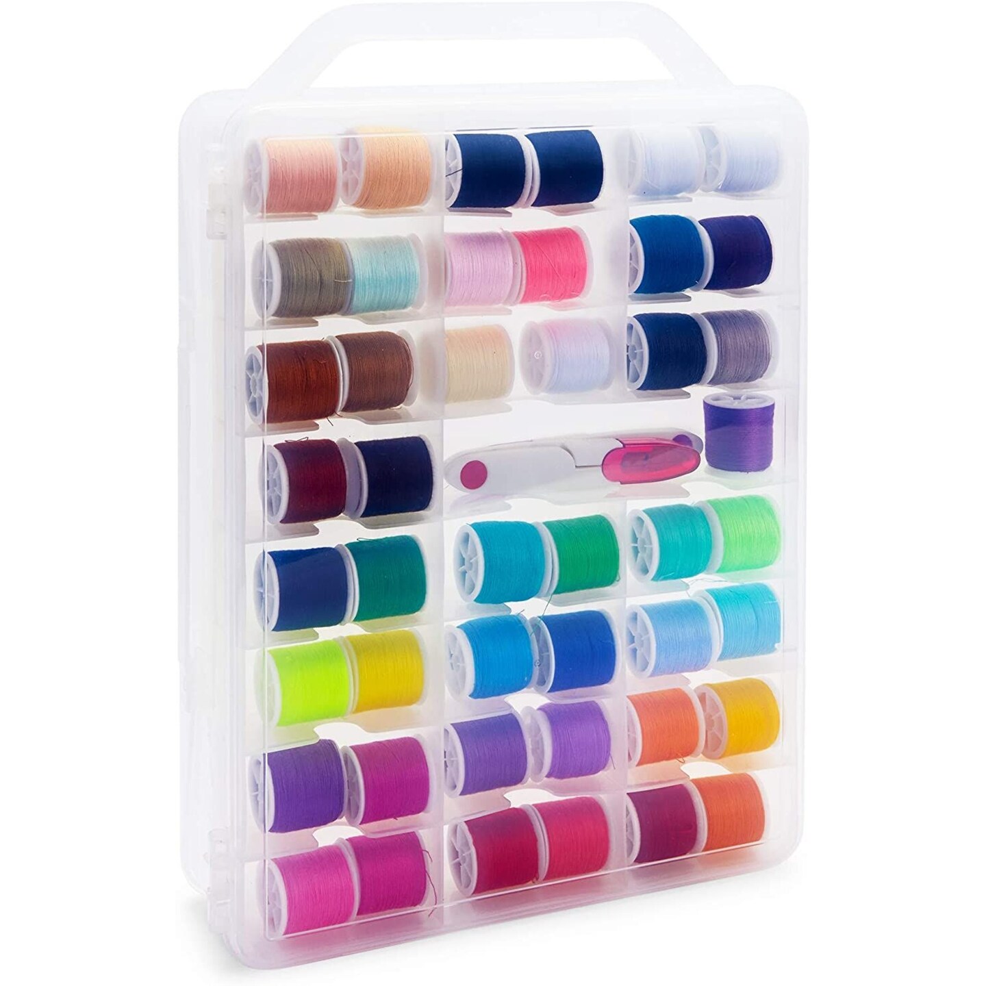 Clear Bobbins Case, Holds Up to 46 Sewing Thread Spools (14.35 x 10 x 3 ...
