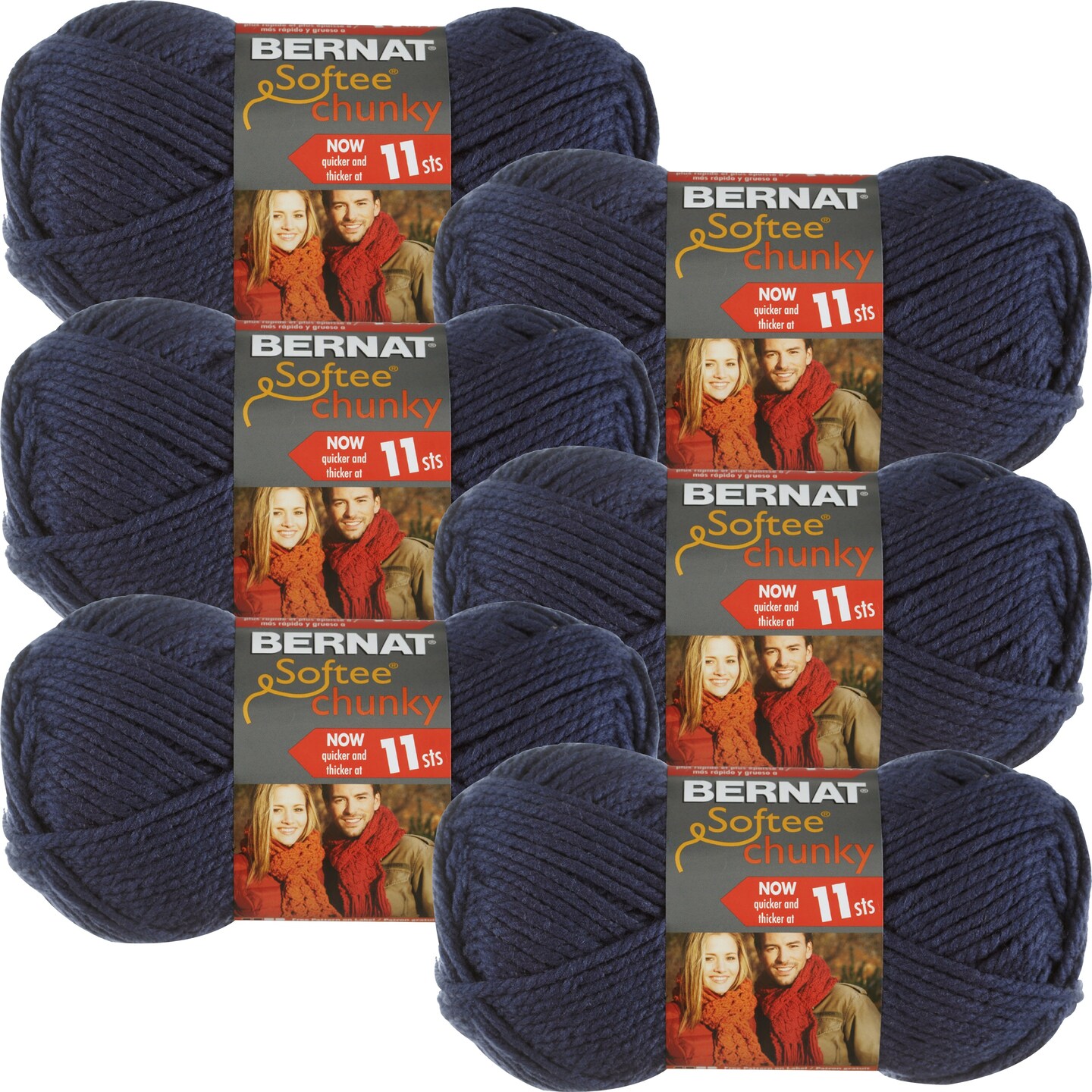 Multipack of 6 - Bernat Softee Chunky Yarn-Faded Denim