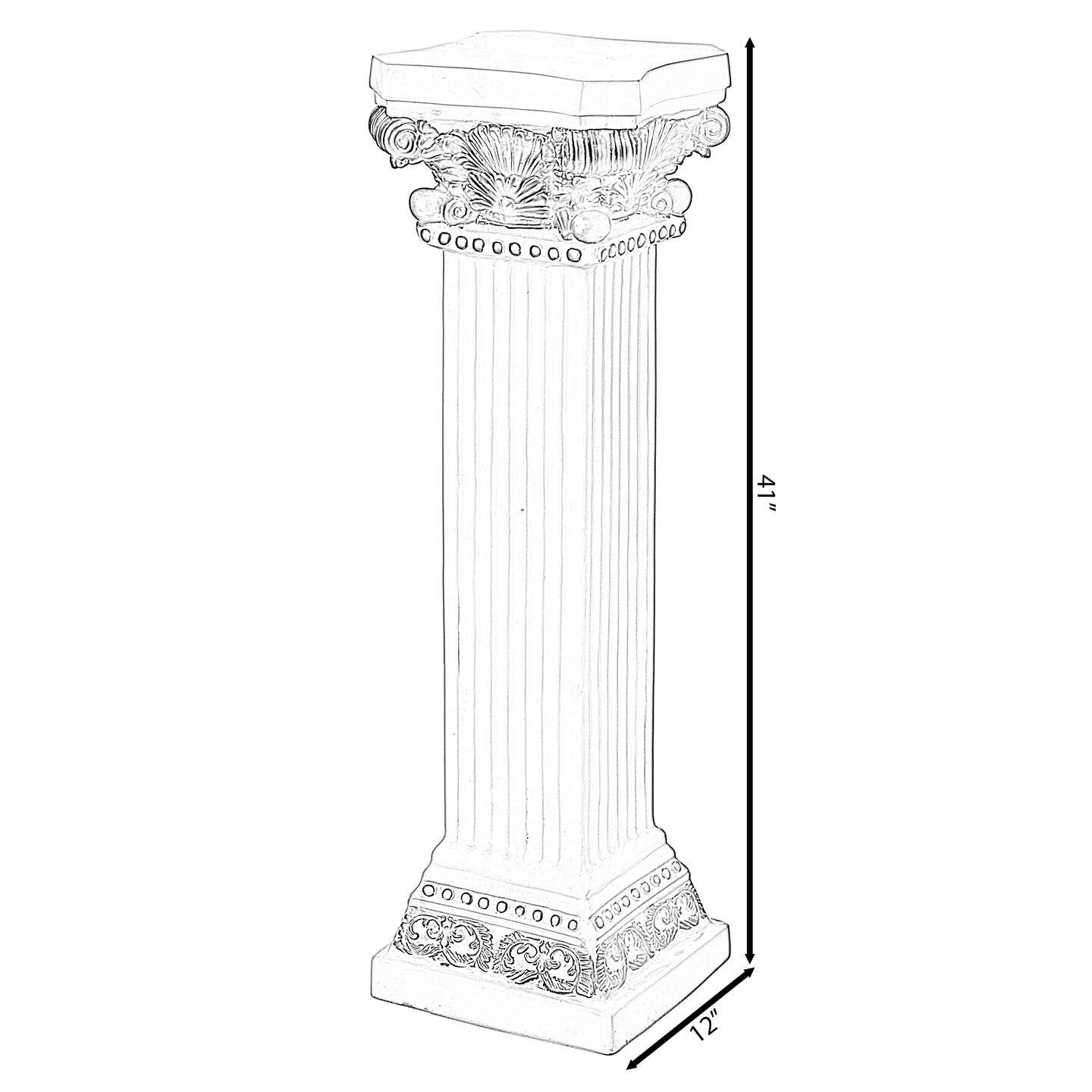 Decorative Fiberglass White and Gold Plinth Roman Style Column Ionic Piller Pedestal Vase Stand for Wedding or Party, Living Room, or Dining Room Decor - Photography Props - Sculpture Display - Greek-inspired Luxury Decor Piece with Ornate Gold Accen