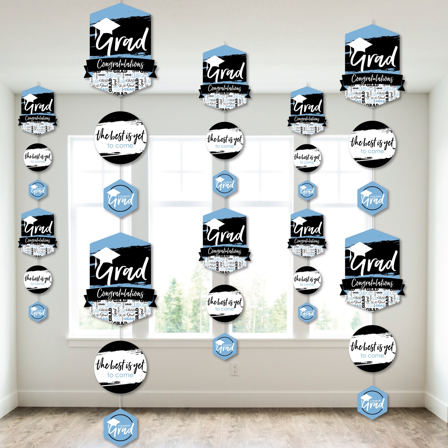 Big Dot of Happiness Light Blue Graduation Party DIY Dangler Backdrop ...