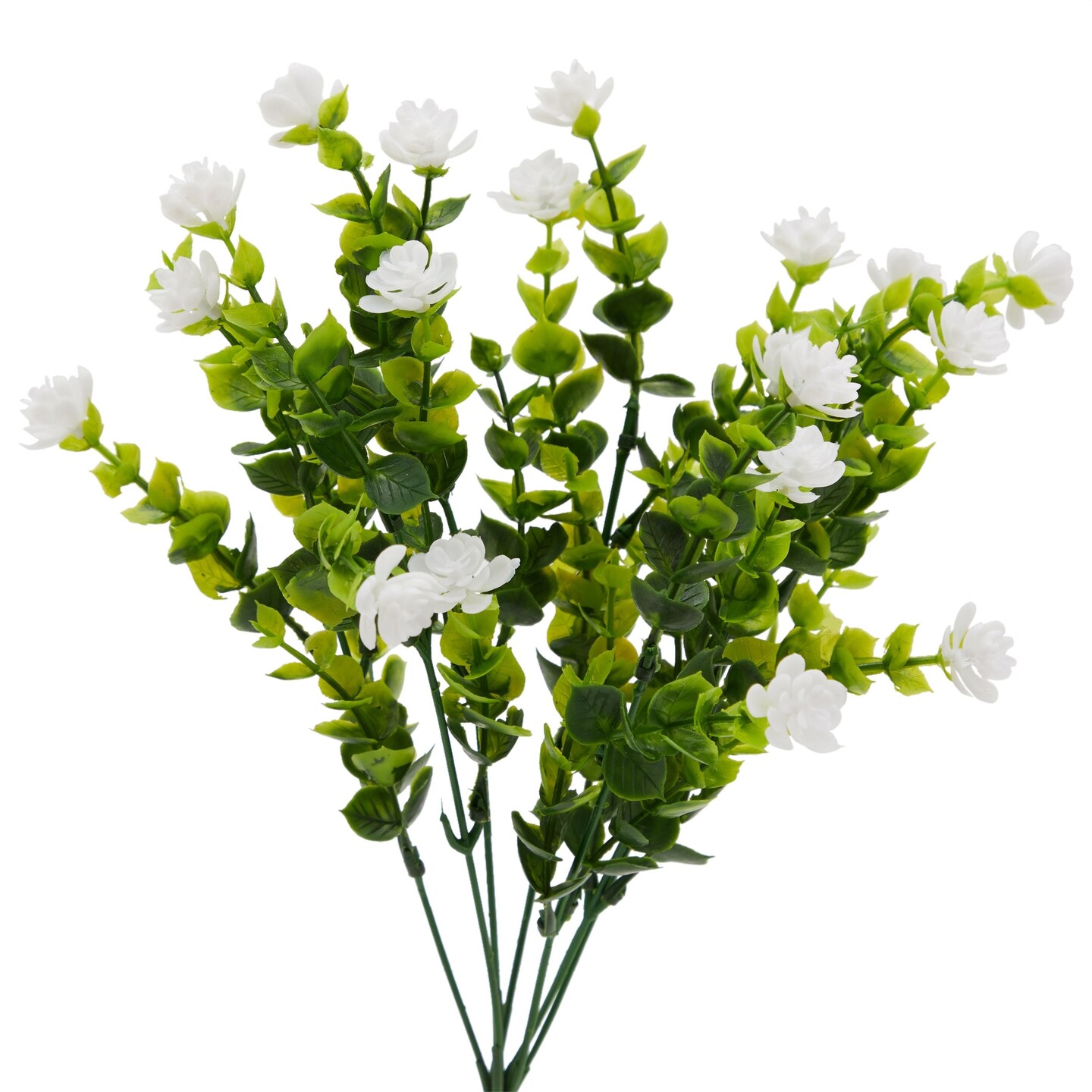 Artificial Flowers for Outdoors, Fake White Bouquets for Decoration (14x6 In, 6 Pack)