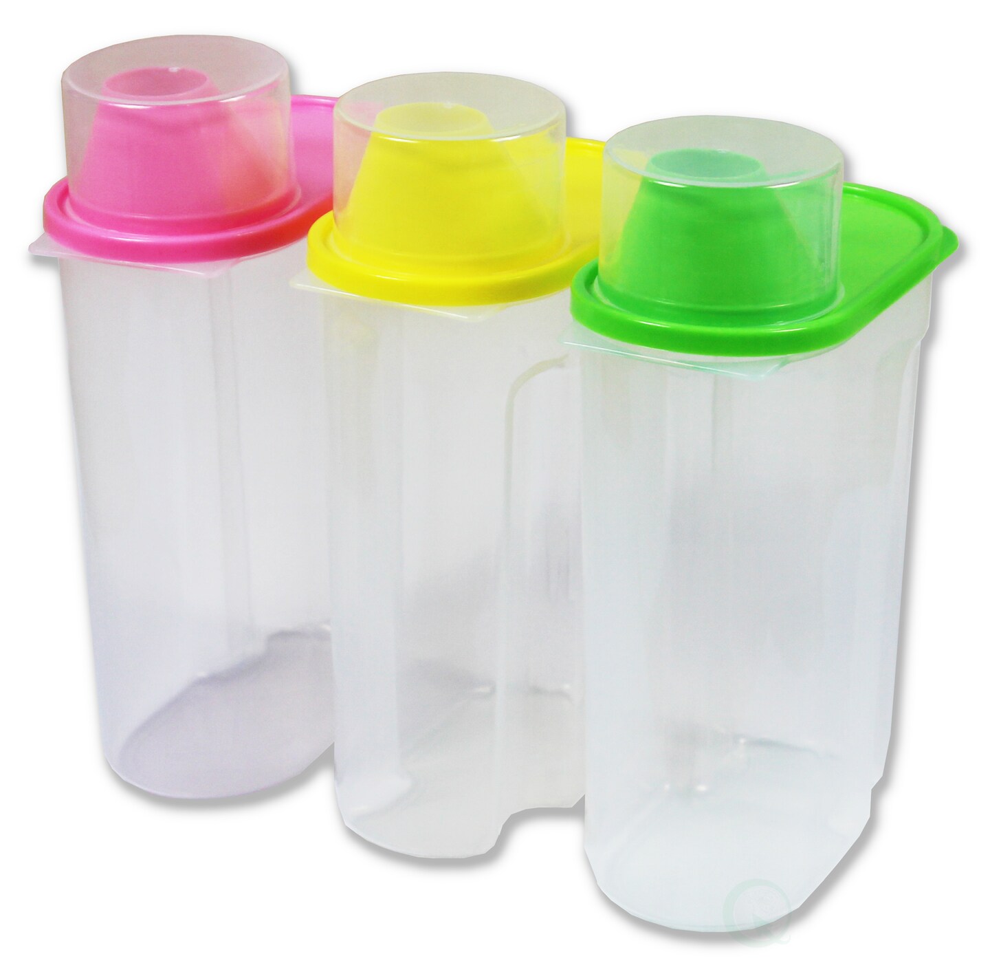 BPA-Free Food Storage Containers with Lid - Perfect for Storing Flour, Sugar, Grains, Rice, Cereals, and Baking Supplies for Better Kitchen Organization - Set of 3 in Green, Pink, and Yellow