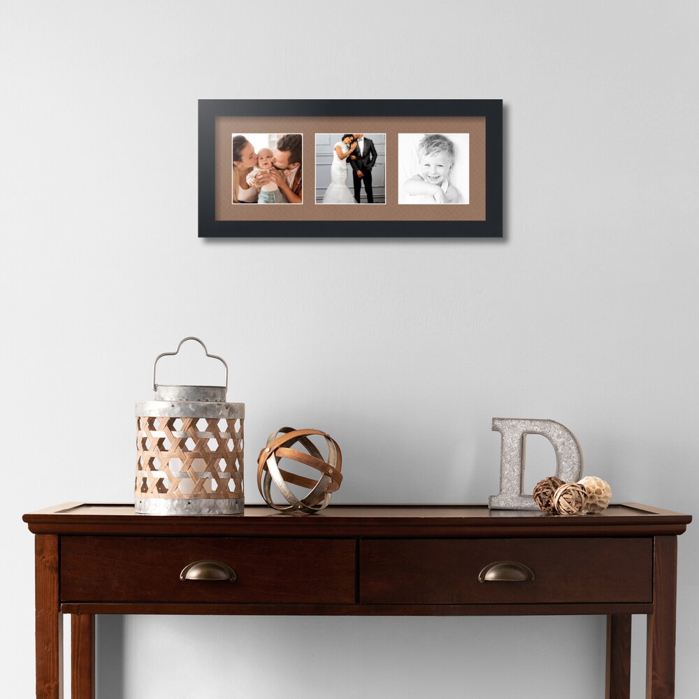 ArtToFrames Collage Photo Picture Frame with 3 - 5x5 inch Openings, Framed in Black with Over 62 Mat Color Options and Regular Glass (CSM-3926-95)