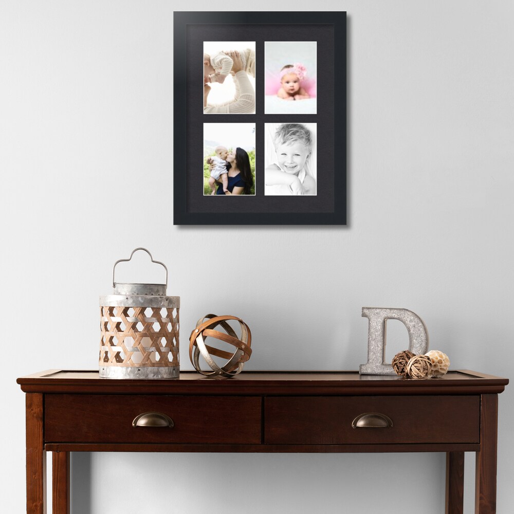 ArtToFrames Collage Photo Picture Frame with 4 - 5x7 inch Openings, Framed in Black with Over 62 Mat Color Options and Regular Glass (CSM-3926-3)