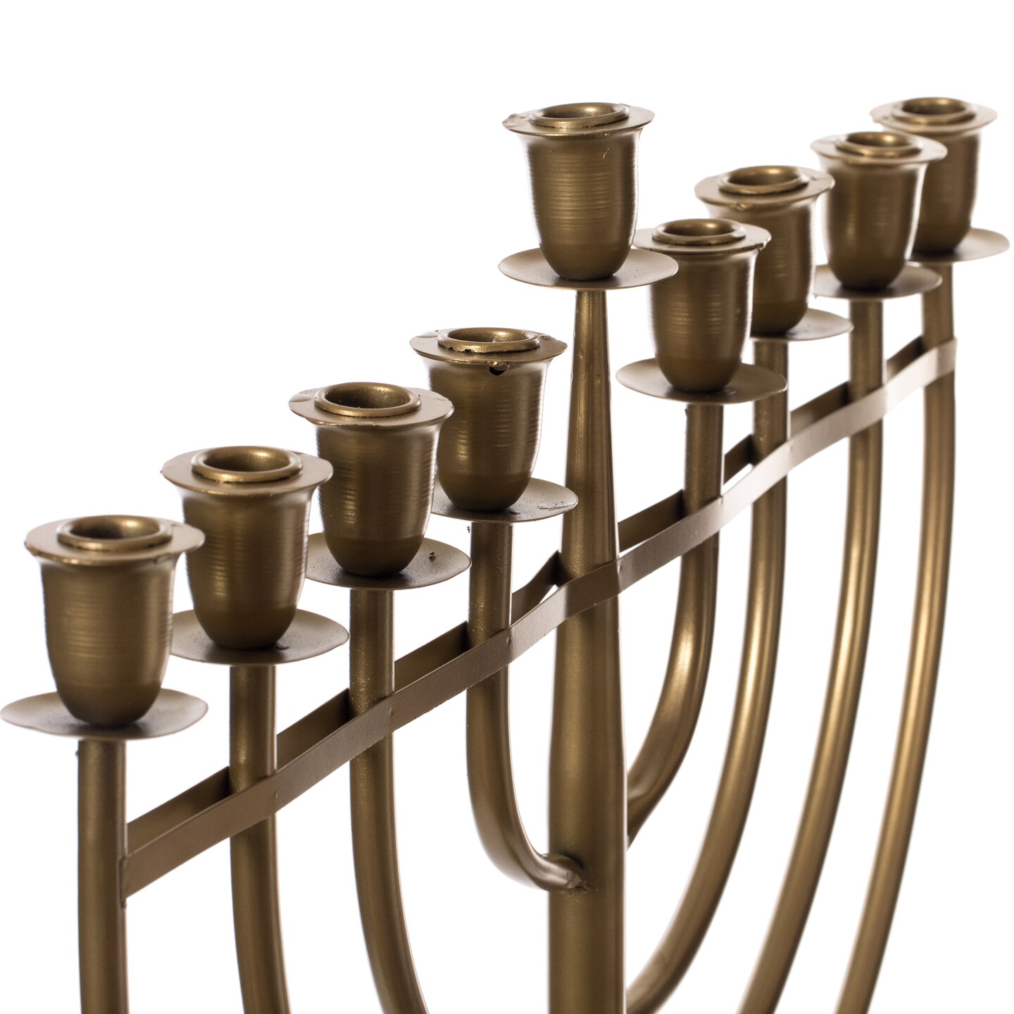 Modern Solid Metal Judaica Hanukkah Menorah 9 Branched Candelabra