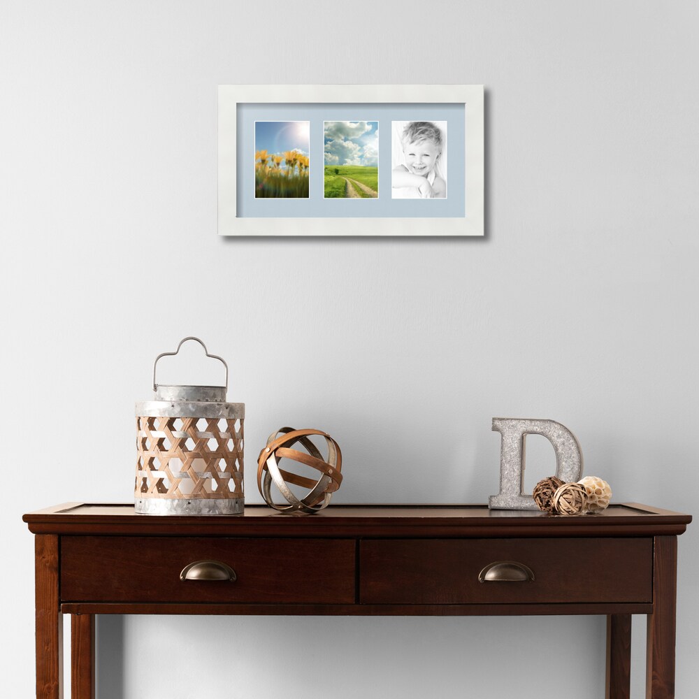 ArtToFrames Collage Photo Picture Frame with 3 - 3.5x5 inch Openings, Framed in White with Over 62 Mat Color Options and Regular Glass (CSM-3966-29)