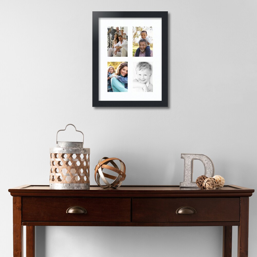ArtToFrames Collage Photo Picture Frame with 4 - 4x6 inch Openings, Framed in Black with Over 62 Mat Color Options and Regular Glass (CSM-3926-2)
